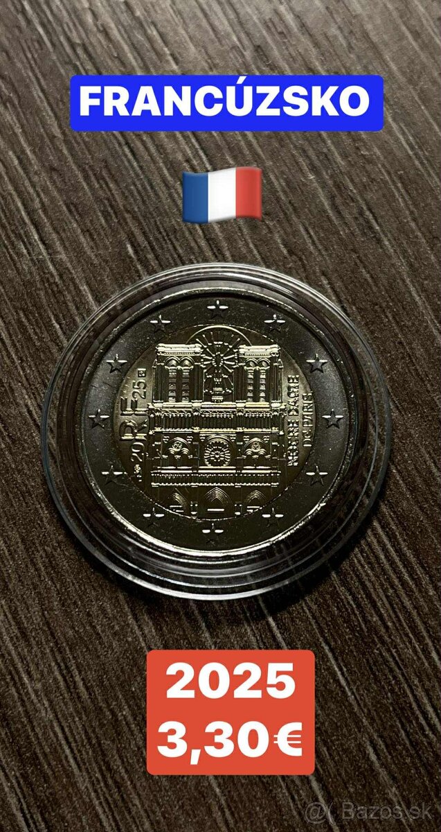 Pamätné dvojeurové mince Francúzsko 2025 - NOVINKA