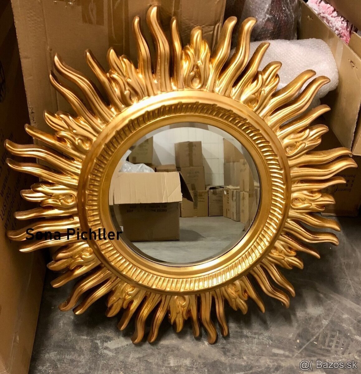 luxusne zlate zrkadlo slnko 90cm