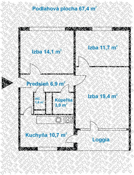 BOSEN | 3 izbový byt s veľkou loggiou v pôvodnom stave
