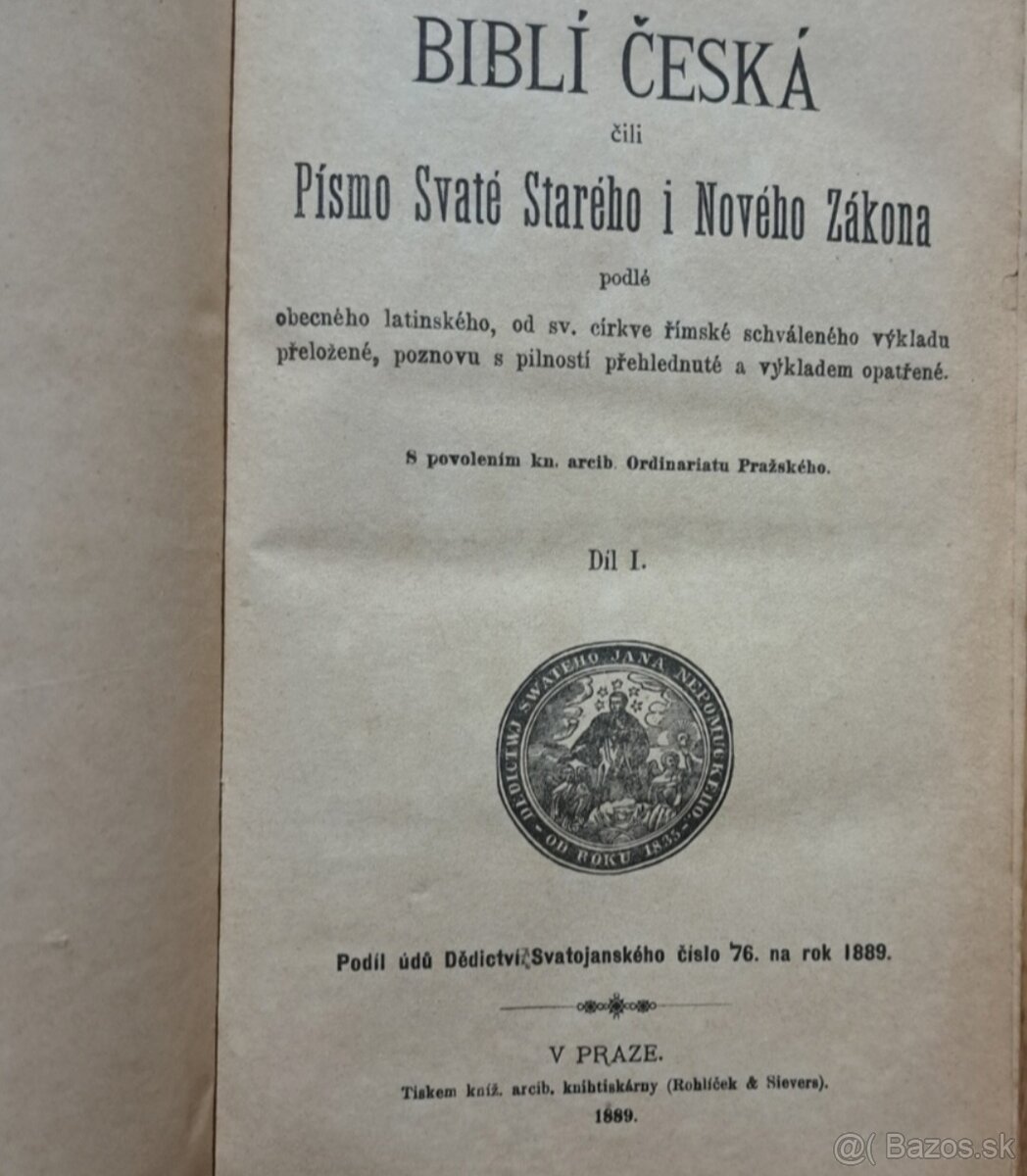 Starožitná Biblia Česká