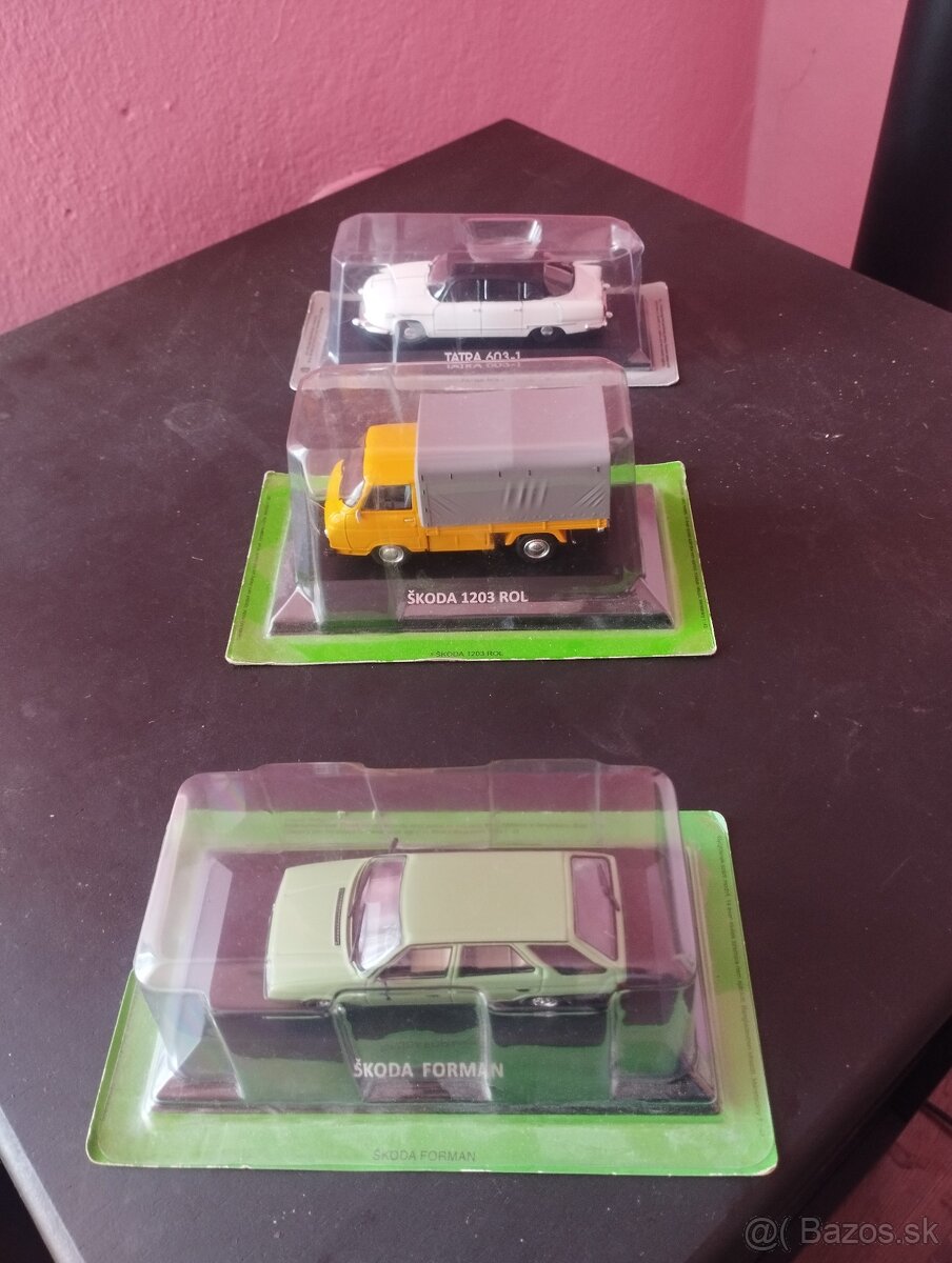 Modely autička kovové mierka 1:43 zbierka 72 ks