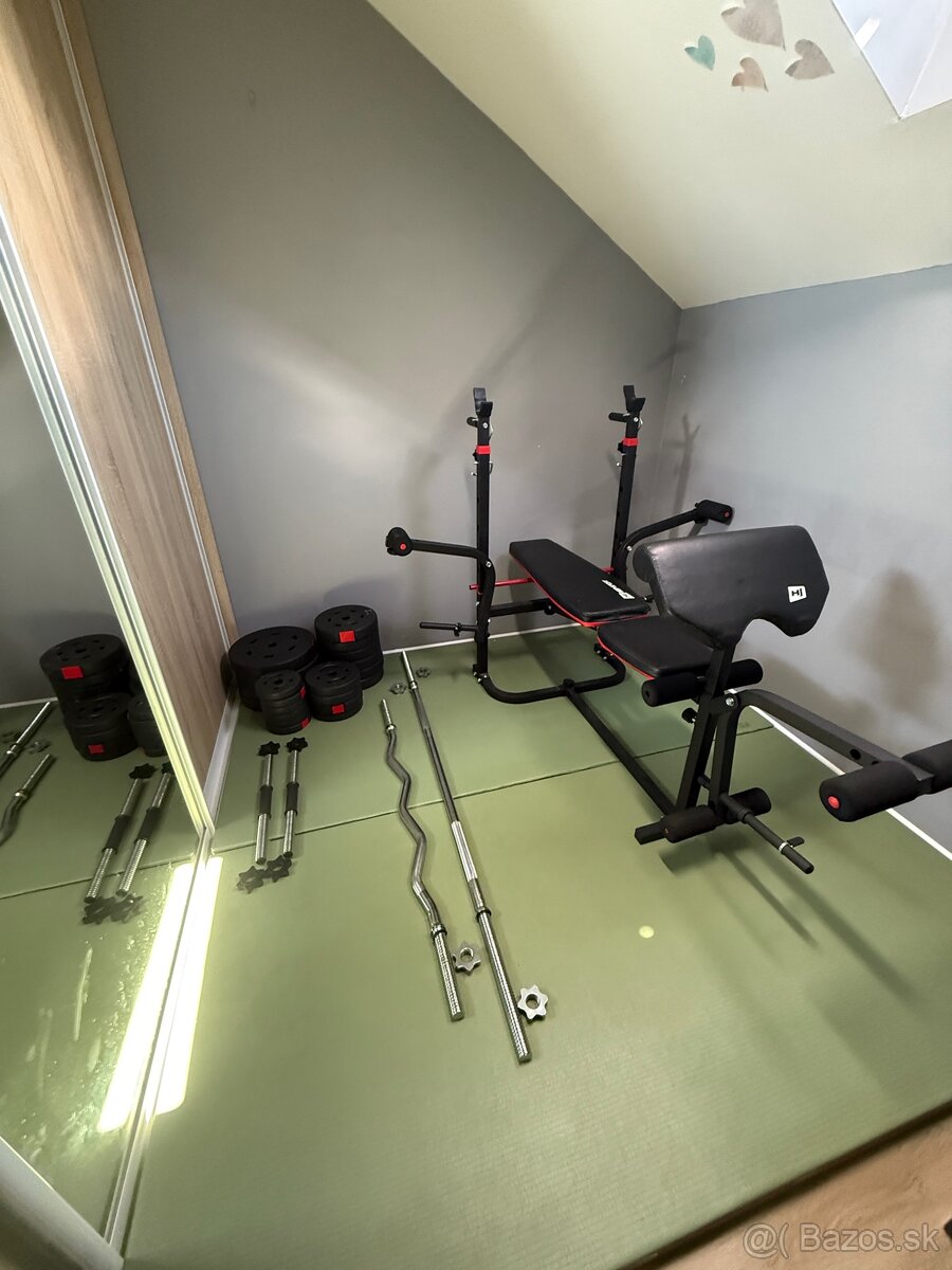 Činkový set 105 kg + posilňovacia lavička Hop-Sport