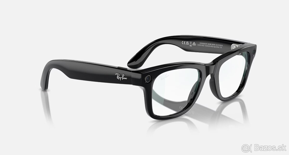 Ray-Ban Meta Wayfarer, Číre / Lesklá čierna, Veľké