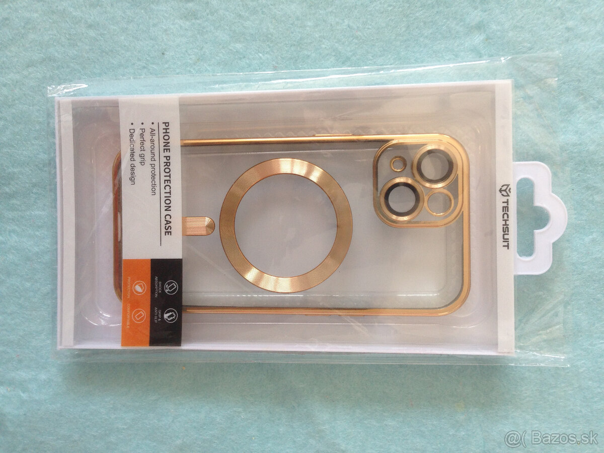Kryt puzdro Techsuit iPhone 15 Luxury Crystal MagSafe zlatá