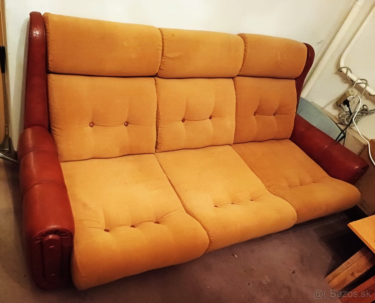 Elegantná SEDAČKA koženkovo textilná + kreslá