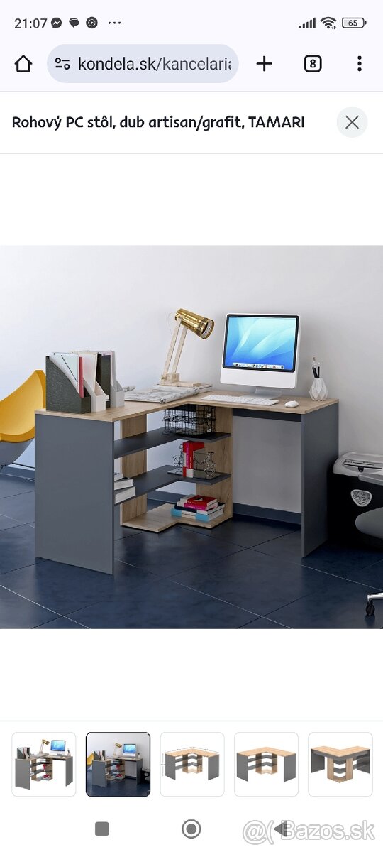 Predám kvalitný rohový Pc stolík farba sivá a hnedá