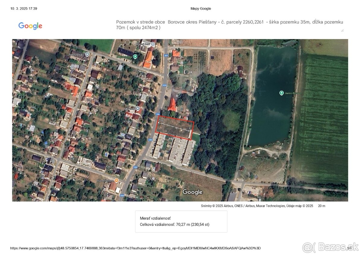 Stavebný pozemok v centre obce Borovce - PREDAJ