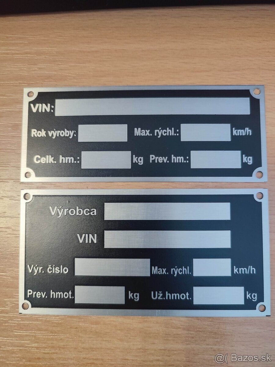 Výrobný štítok vozík katavan