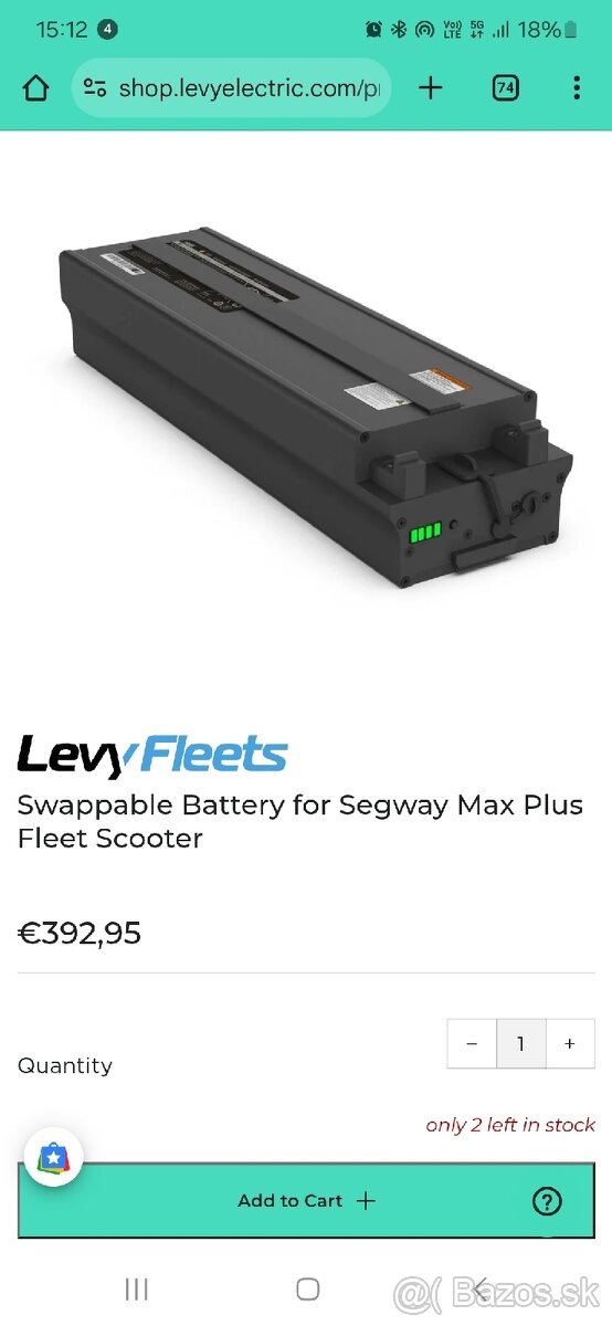 36v batéria Ninebot 15300mAh / 551 wh