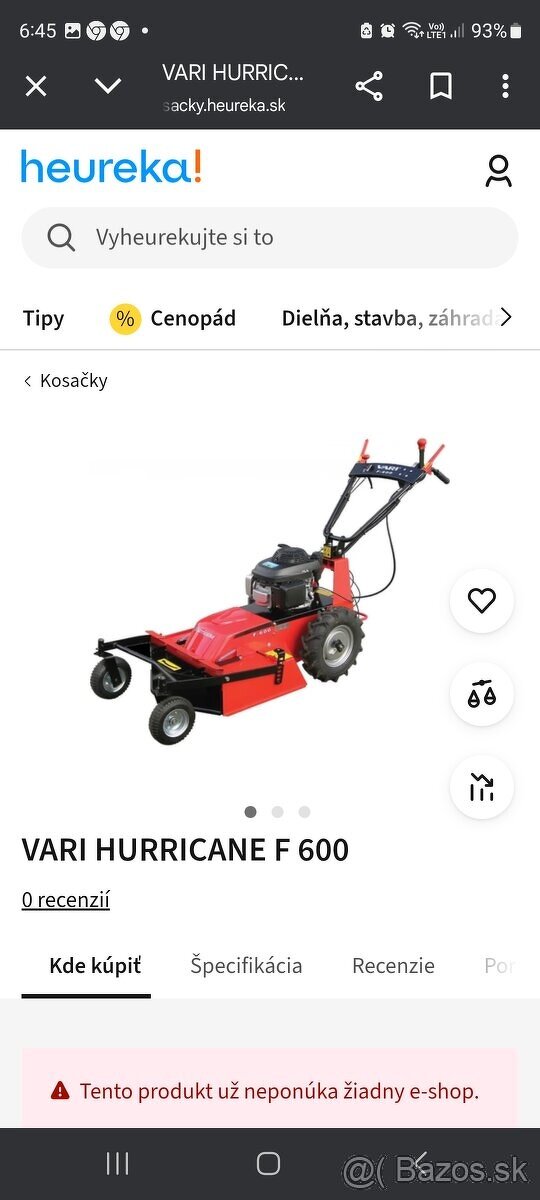 Predam profi mulcovac F 600 Honda- Znizena cena