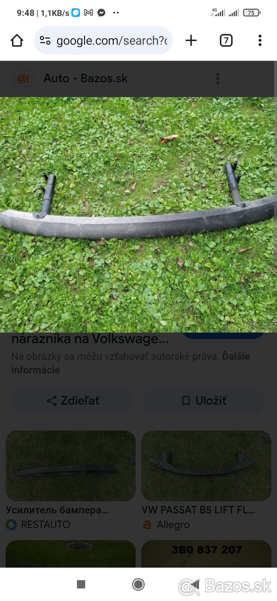 Výstuha zadného nárazníka Vw passat b5 sedan