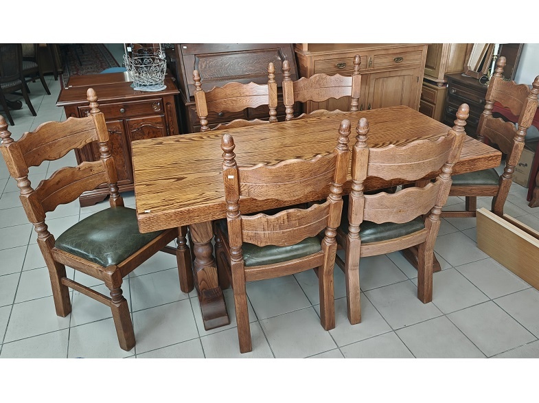 Stôl celodubový mohutný so 6x stolička