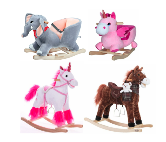 Detský hojdací jednorožec sloník koník so zvukom a baterkami
