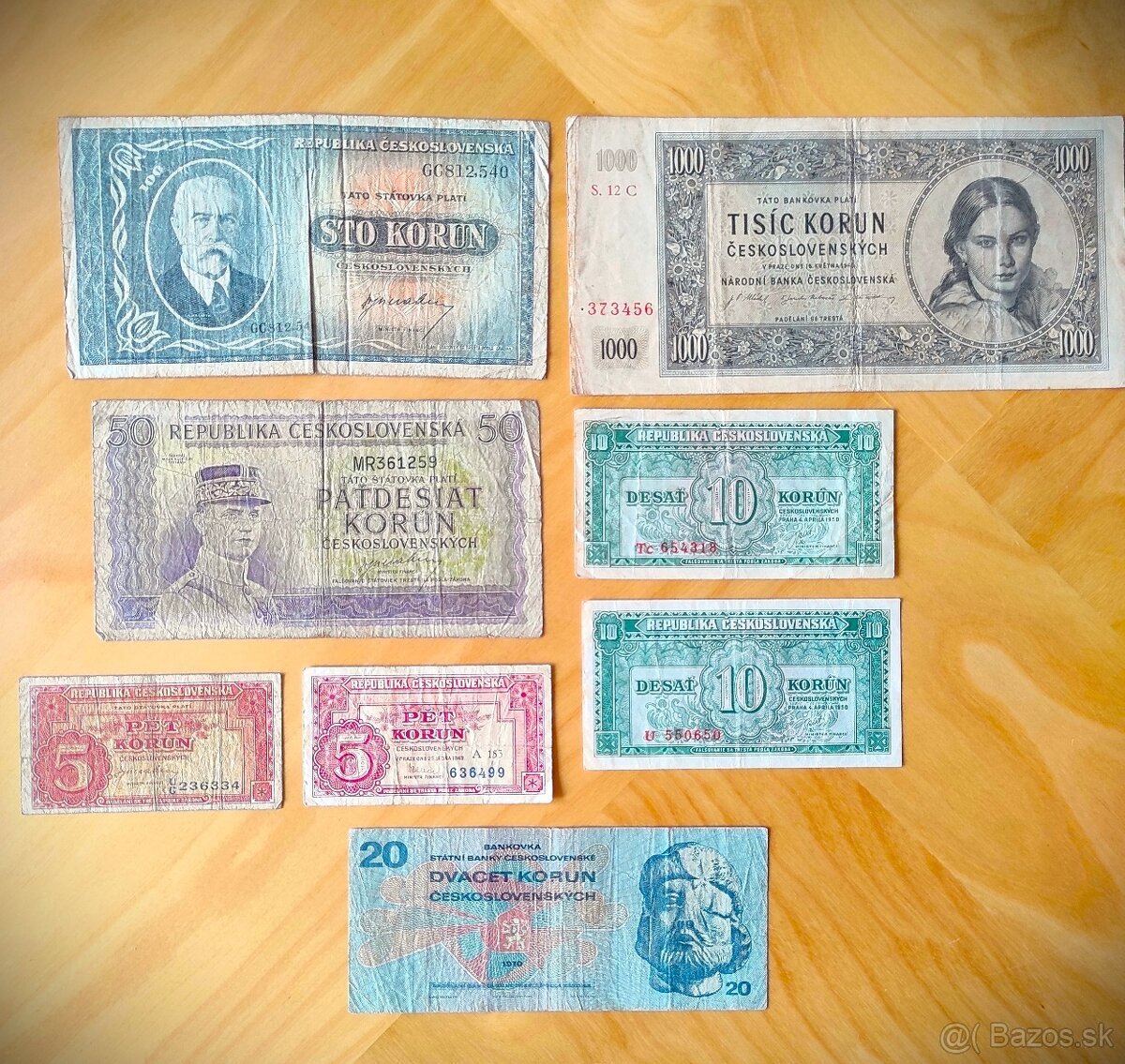 Predám československé bankovky 1945-50 + 20 Kčs z r.1970