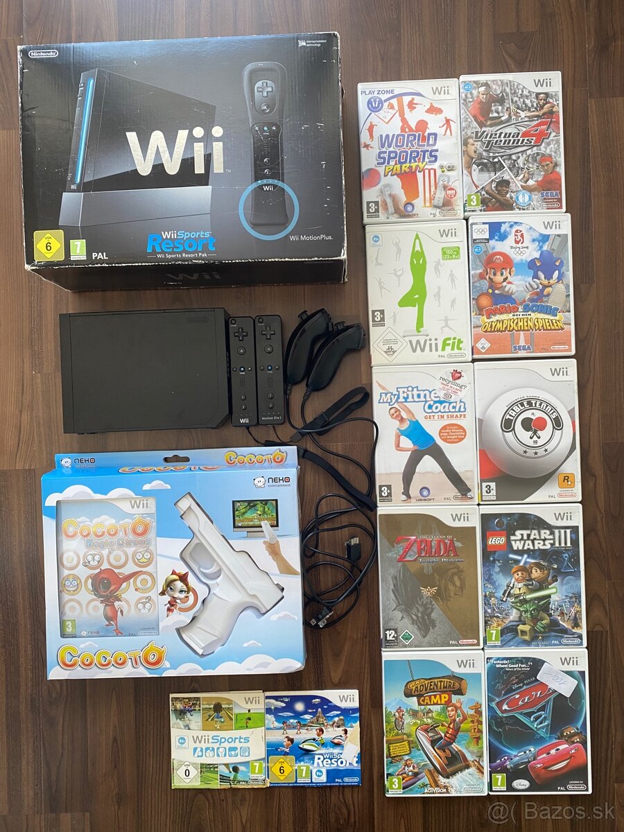 Nintendo Wii Black + Hry + LE Cocoto