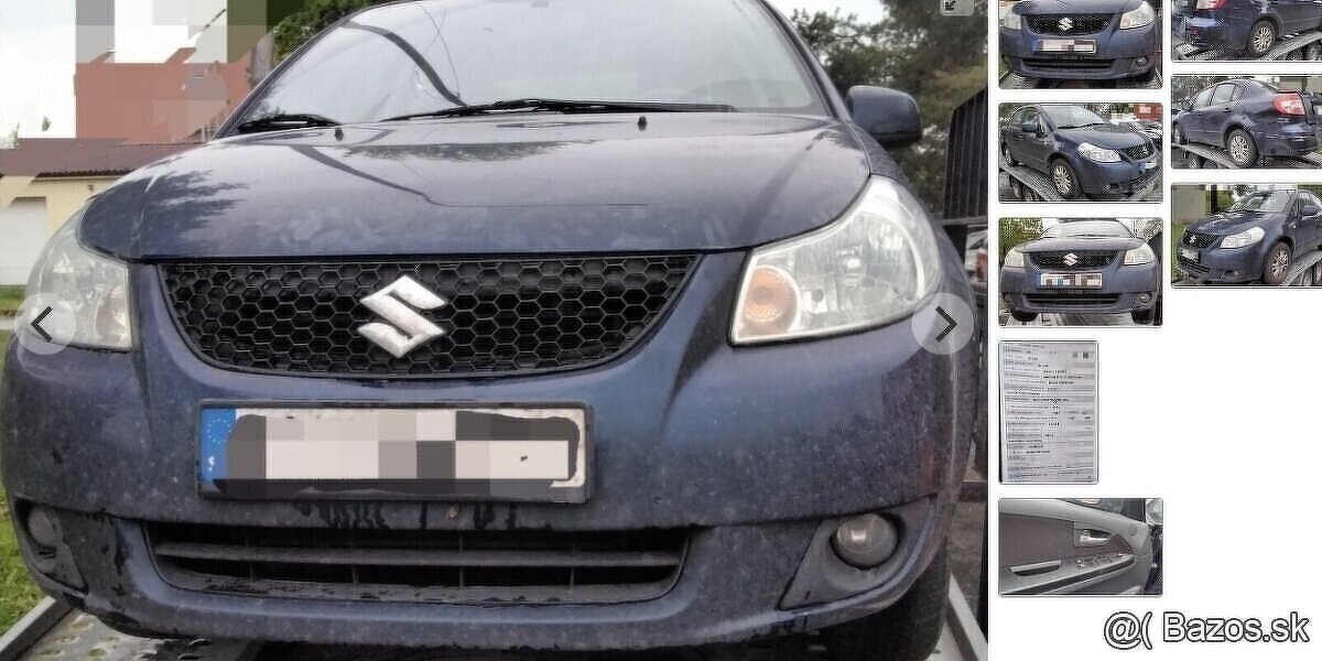 SUZUKI SX4 1.6 2008 predám NÁRAZNÍK, SVETLO, BLATNÍK, MOTOR