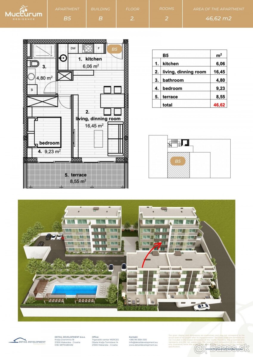 MAKARSKA CHORVÁTSKO – 47m2 – apartmán v novostabe