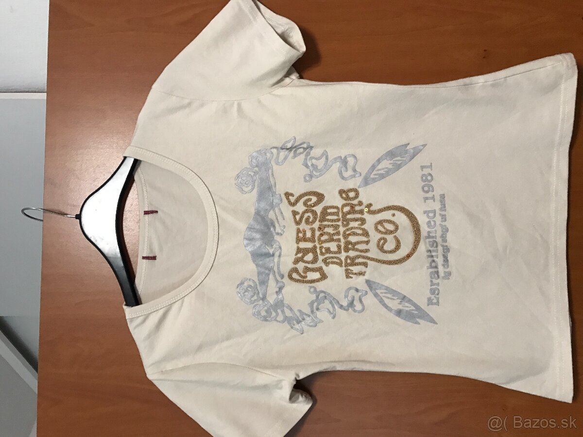 GUESS originál smotanove damske tricko S