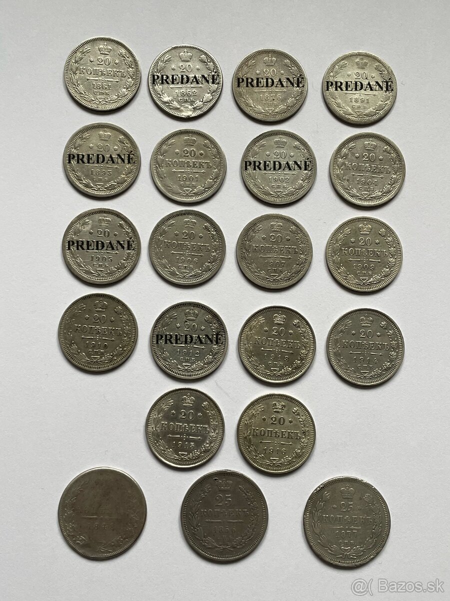 Strieborne mince Ruskej ríše - 20 a 25 Kopejky