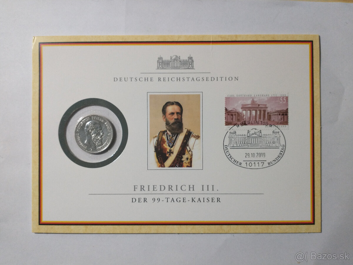 Strieborna minca 2 Marka 1888 Friedrich, Prusko