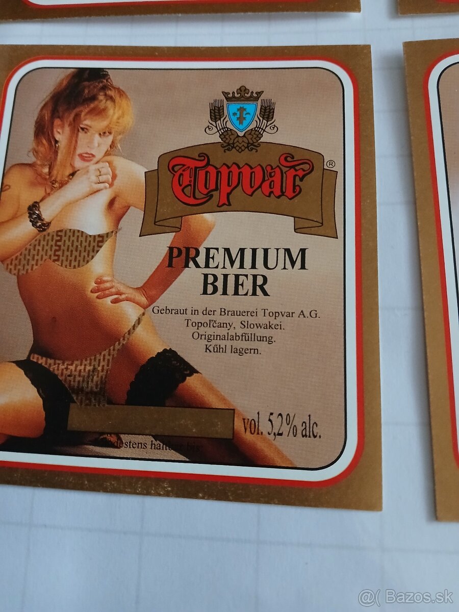 Žena na pivných etiketa.