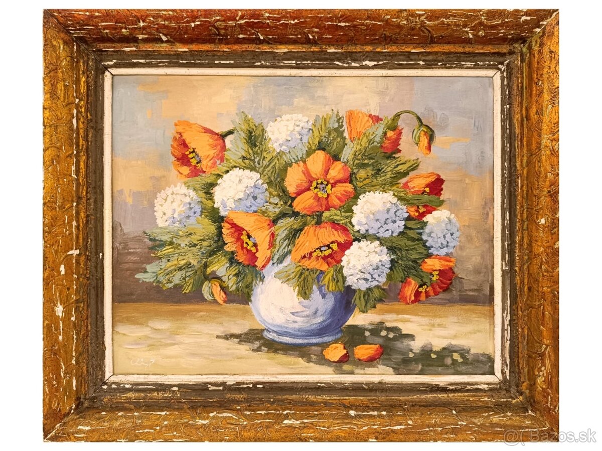 Obraz Julie Zemanová, Vlčí máky, olej 64x77