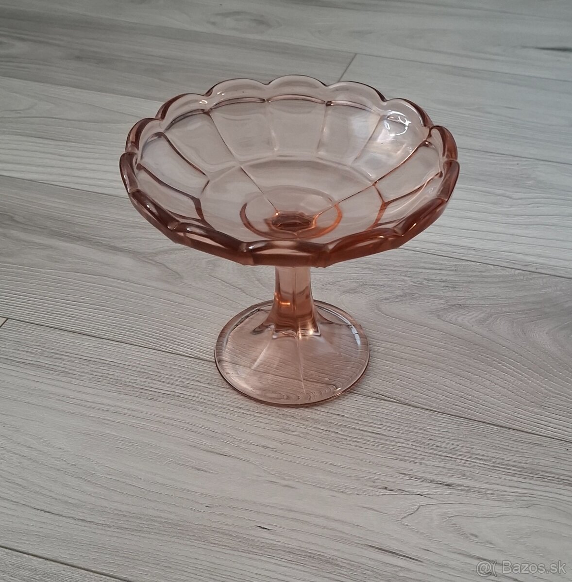 Ružová sklenená misa art deco