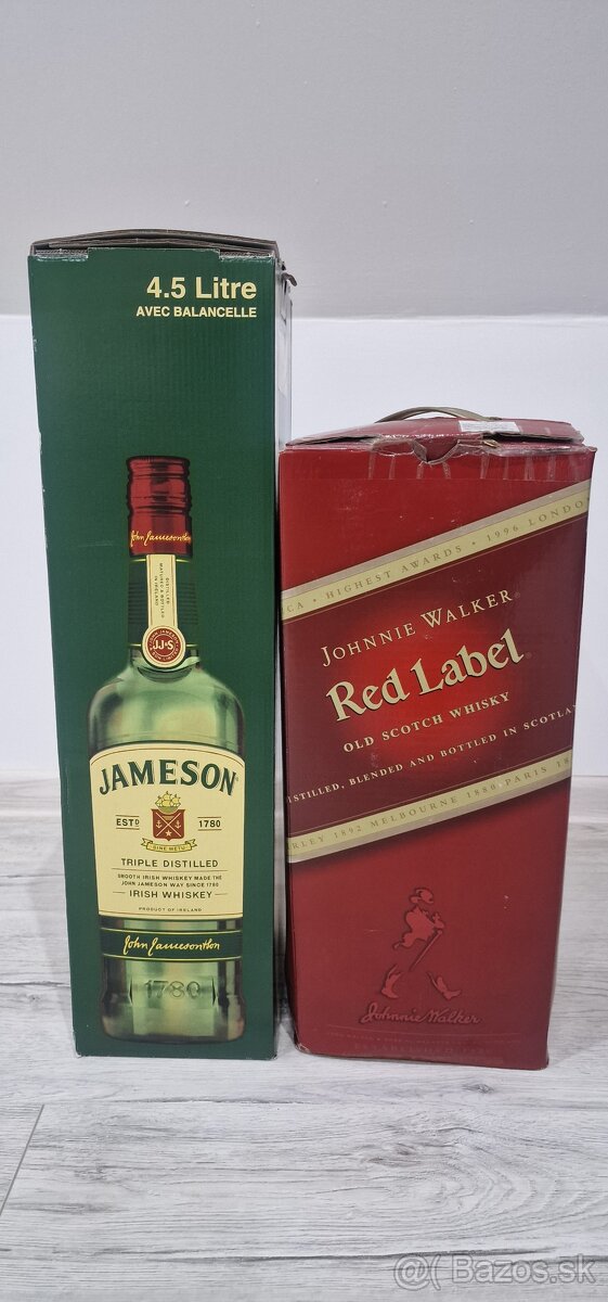 Predám 4.5l Jameson + Johnnie Walker