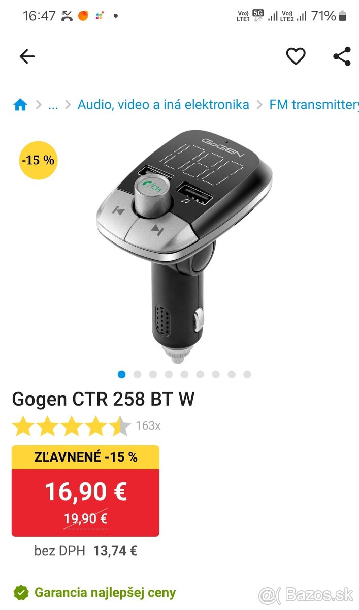 2 x modul do auta 12V na prenos hudby do rádia