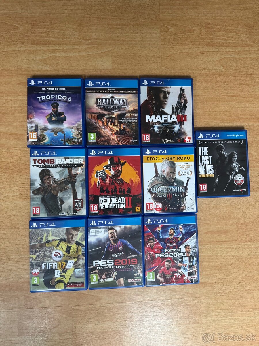 Hry na ps4 - RDR2, tombraider, witcher, pes, mafia