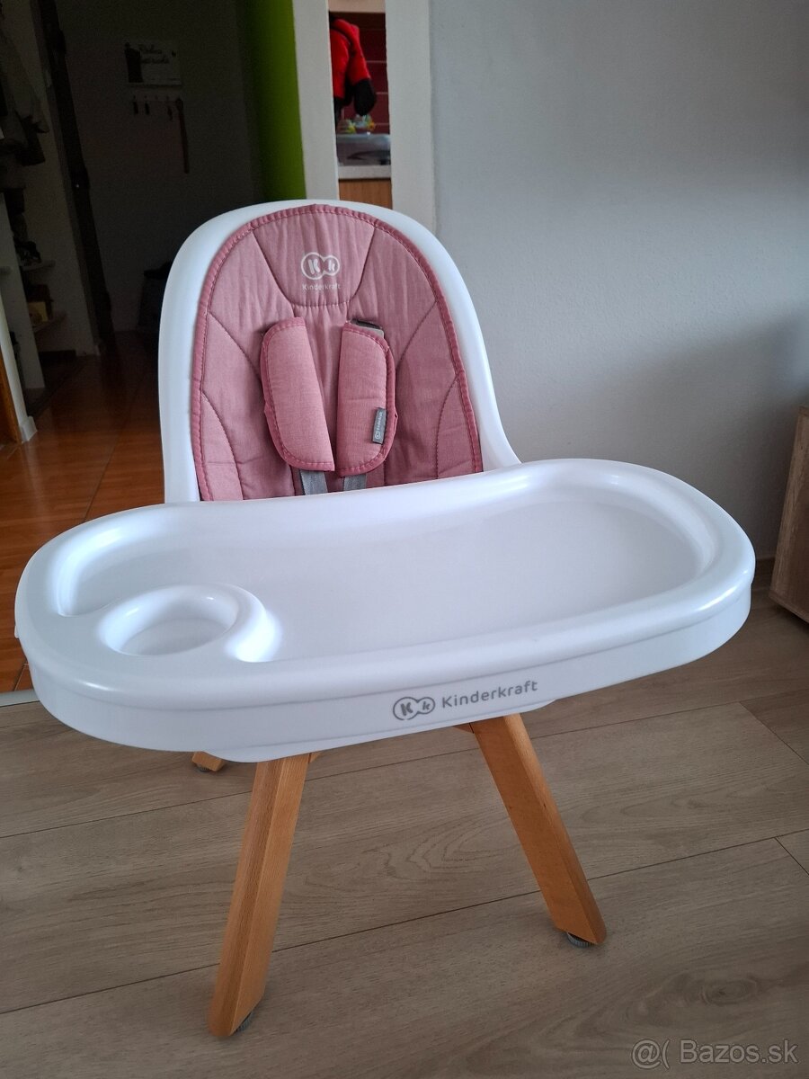 KINDERKRAFT - Detská jedálenská stolička 2v1 TIXI ružová