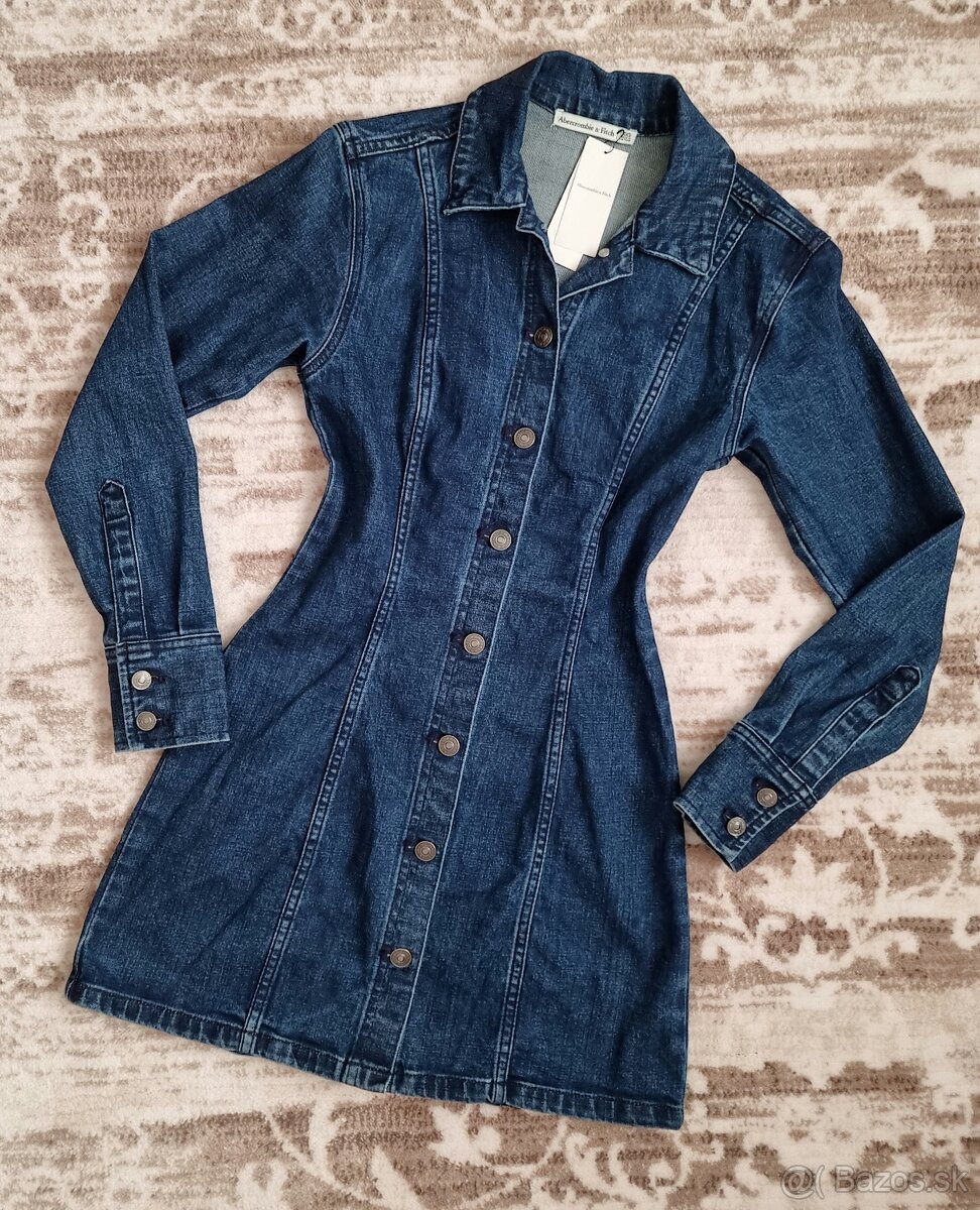 Rifľové/denimové šaty Abercrombie & Fitch