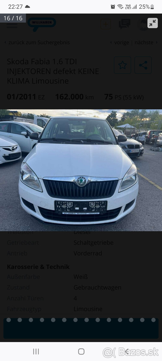 škoda fabia 2 1.6tdi biele na diely