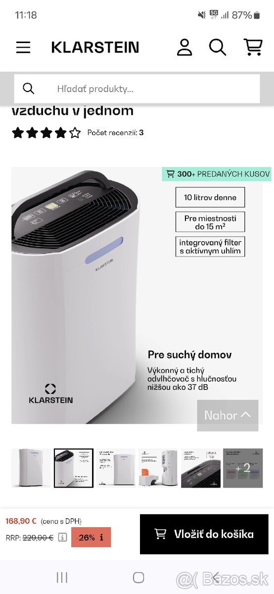 Klarstein aero dry 10 odvlhcovac vzduchu