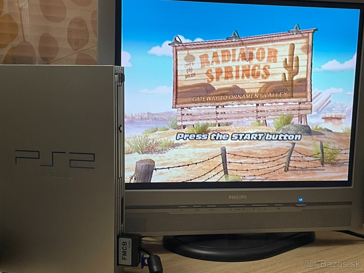 PS2 Silver SPCH 50xxx + ovládač + FMCB 64 MB