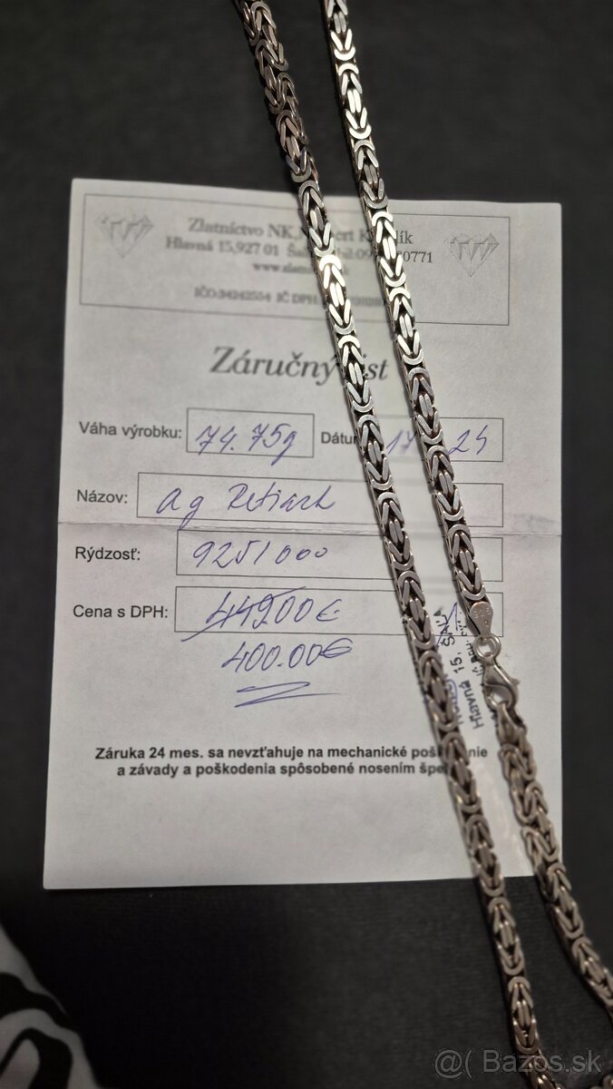 STRIEBORNÁ RETIAZKA