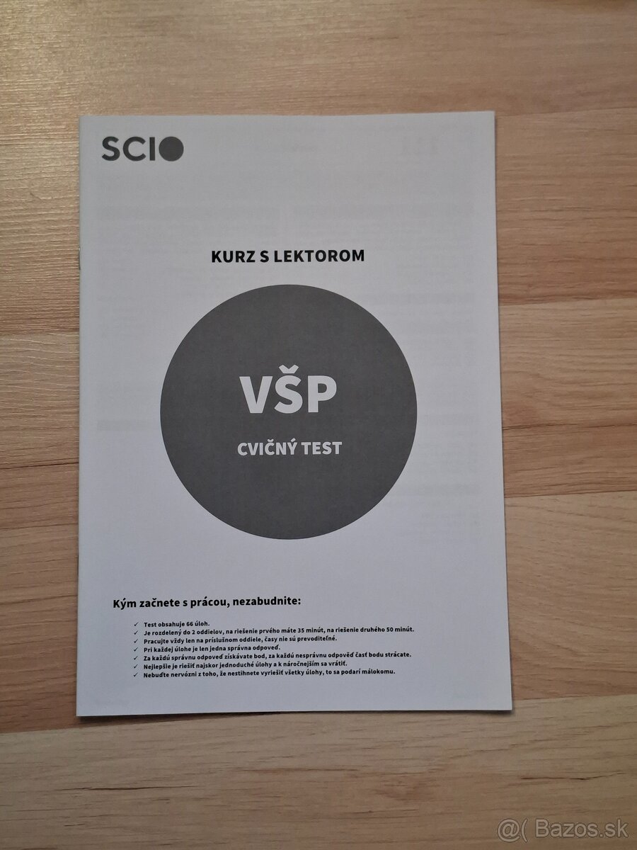 VŠP cvičný scio test