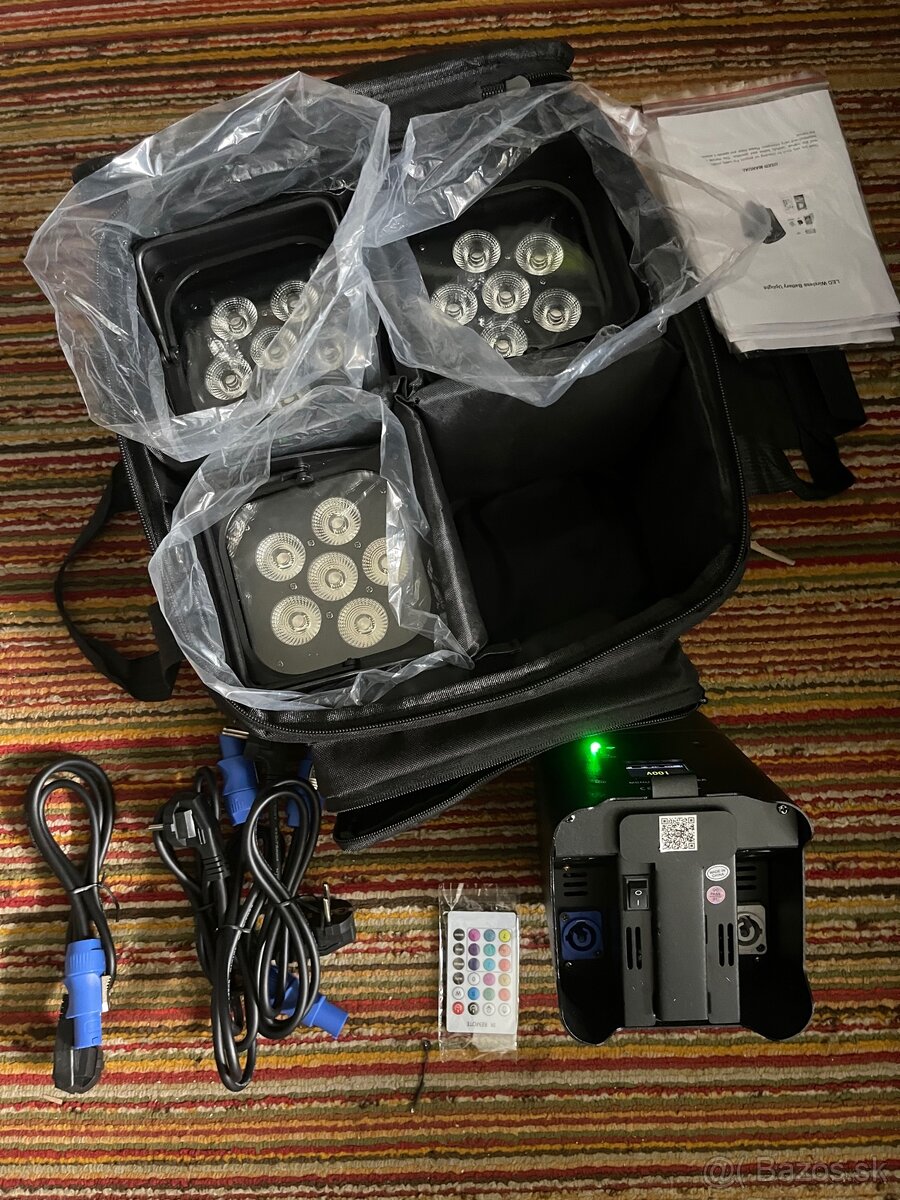 Predám nové bateriové led PAR RGBWAUV 6x18W