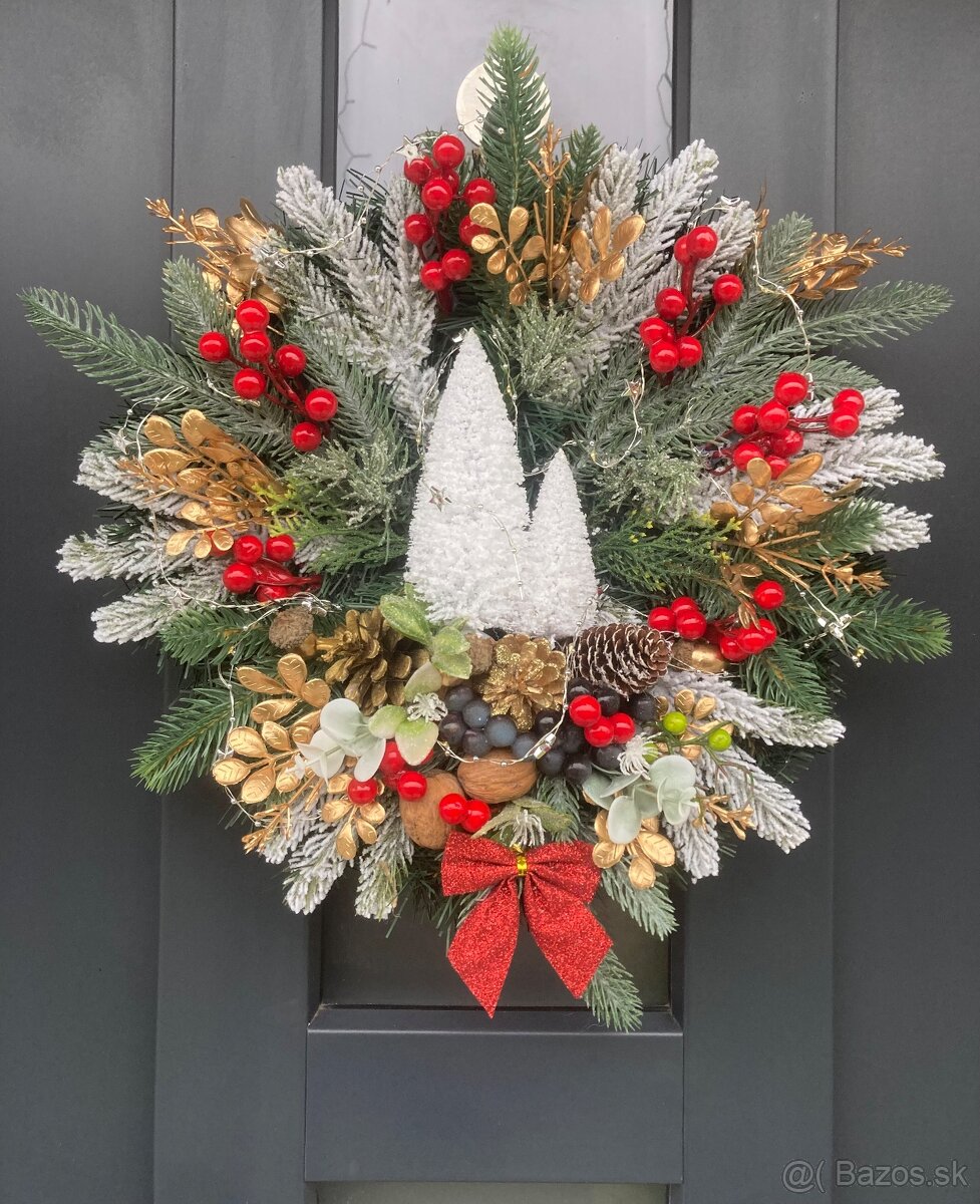 Vianočný veniec na dvere s LED podsvietením vianočný dekor