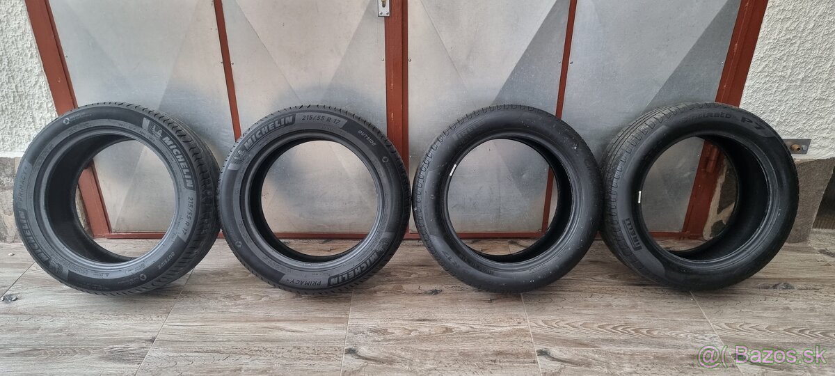 Predám 4xletné pneumatiky 215/55r17,Pirelli/Michelin