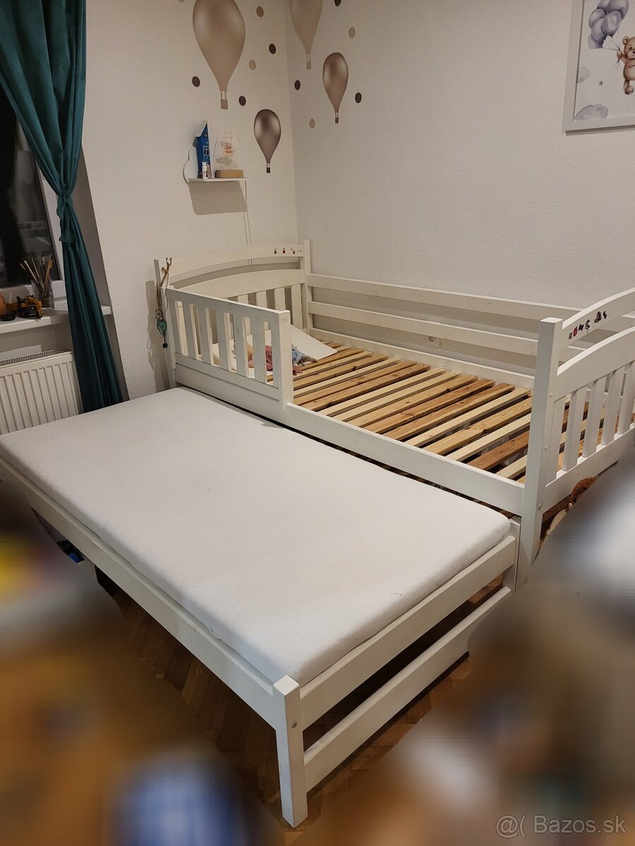 Detská posteľ s výsuvnou prístelkou s matracom