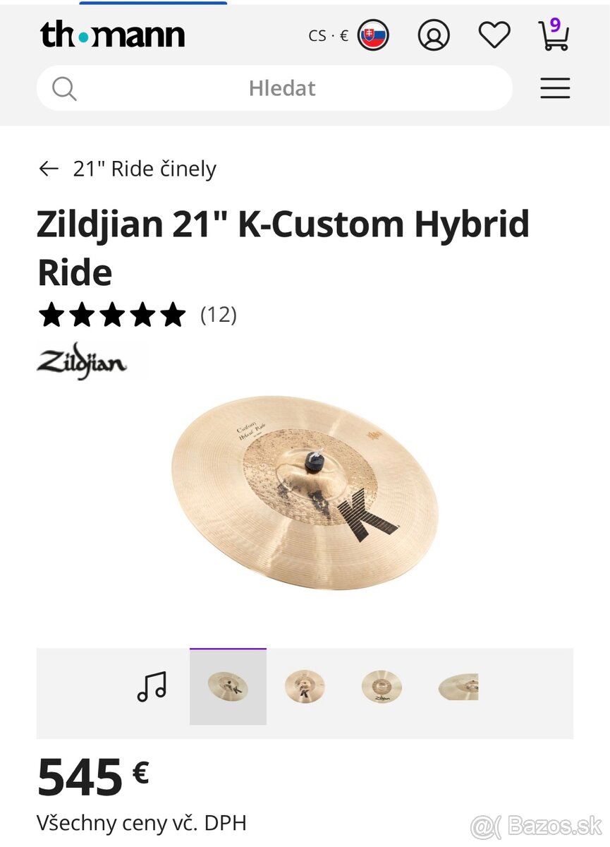 K-Zildjian ride 20”hybrid