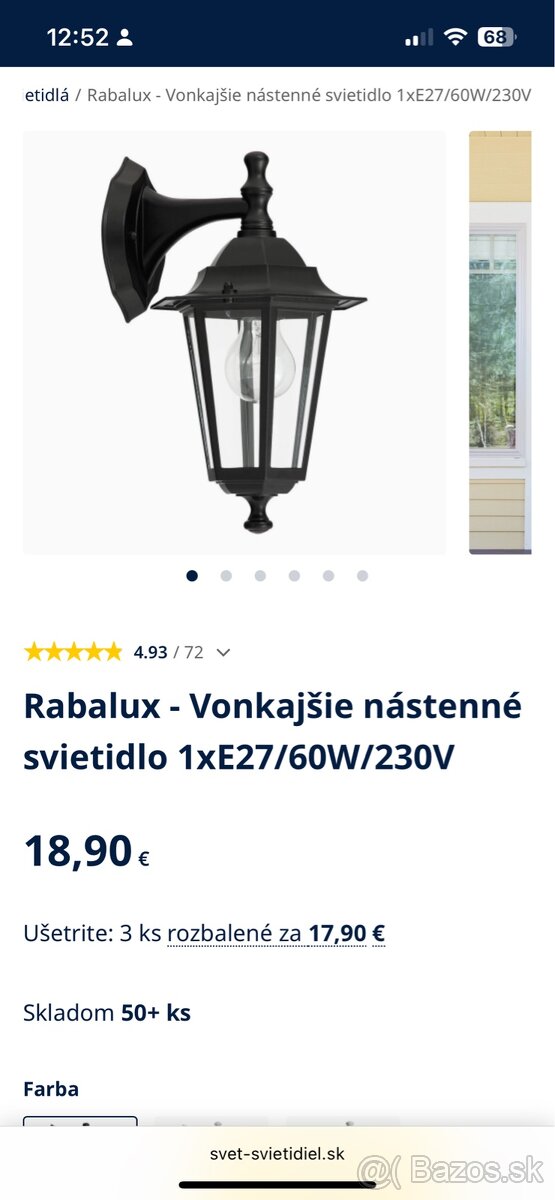 Vonkajšie nástenné svietidlo + žiarovka ako darček