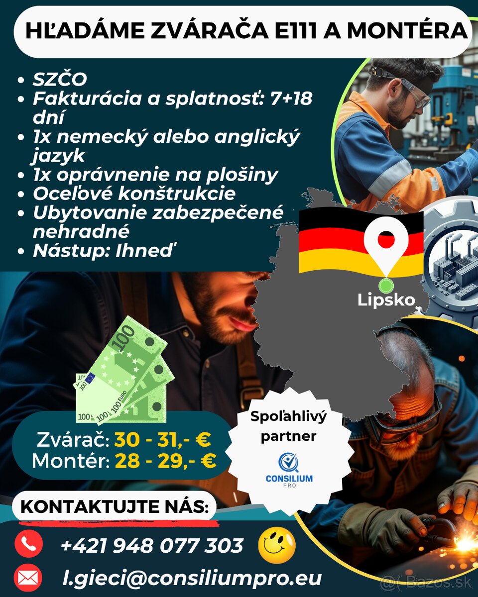 Hľadáme zvárača na elektródu a jedného montéra.