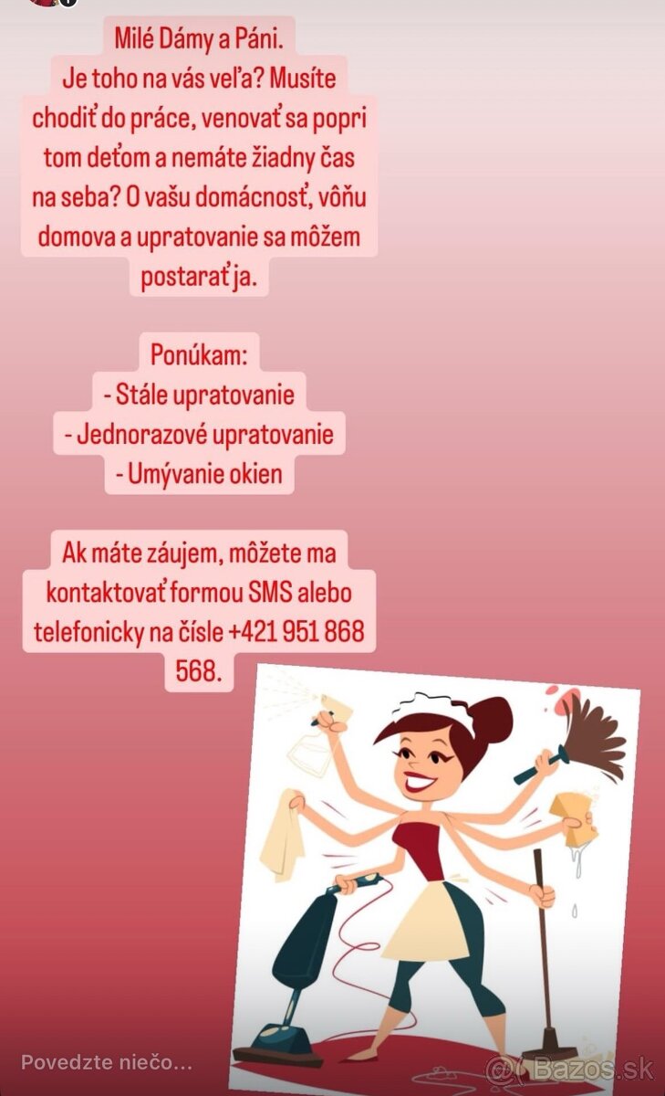 Ponúkam upratovanie