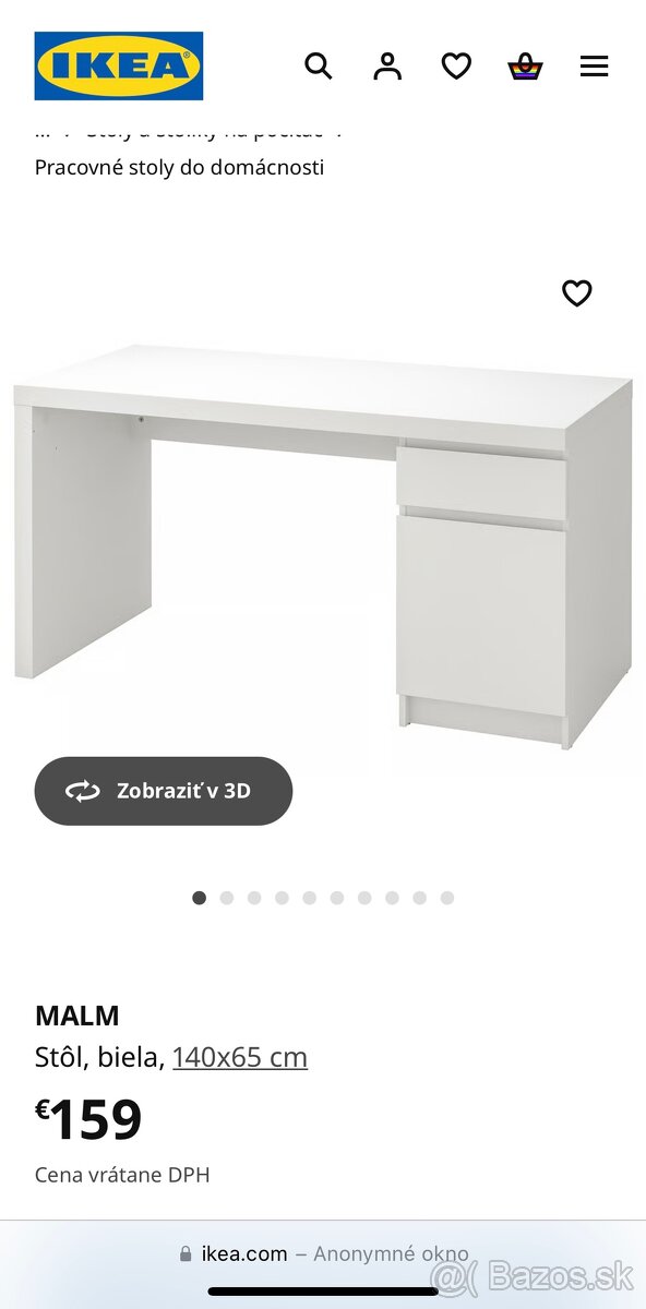 Predám biely stol Ikea Malm