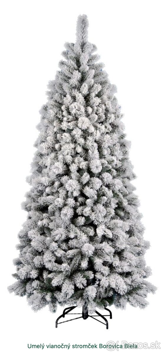 Umelý vianočný stromček Borovica Biela Úzka 225cm