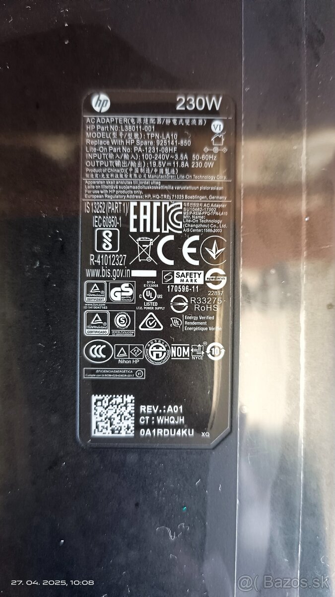 Adaptér HP TPN - LA10 19,5V/11,8A