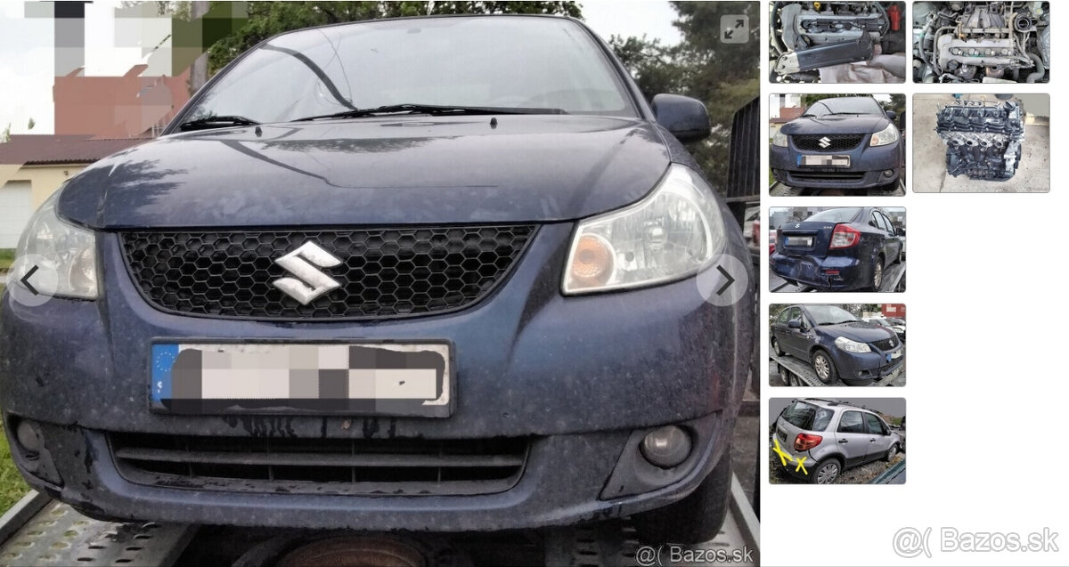 SUZUKI SX4 1.6 2010 79kW Predám motor M16A, NÁRAZNÍK, DVERE