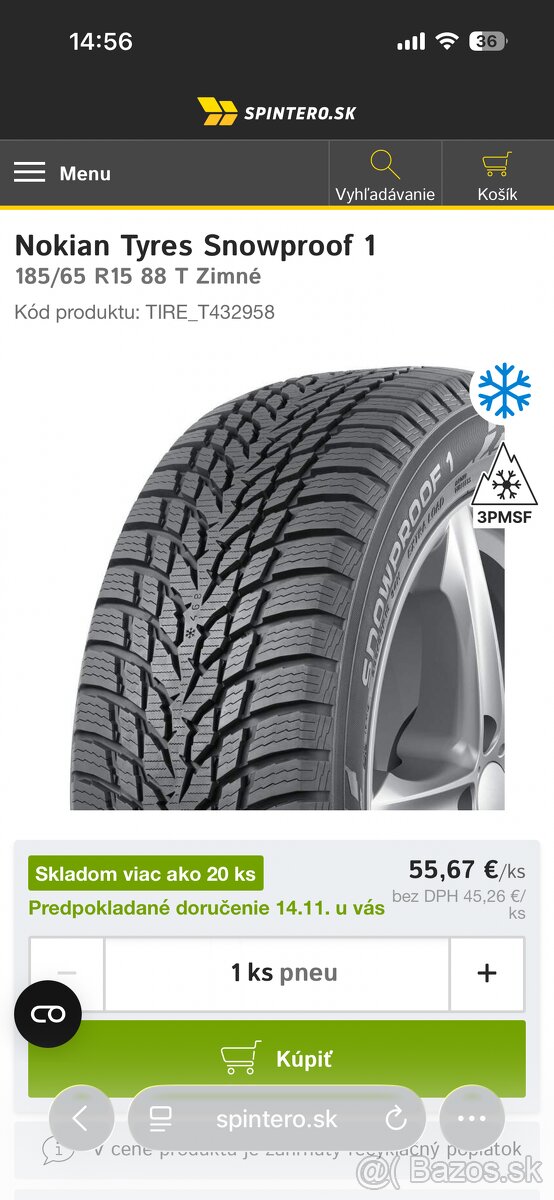 Nokian snowproof 1 185/65 R15 ZIMNÉ GUMY/Pneumatiky